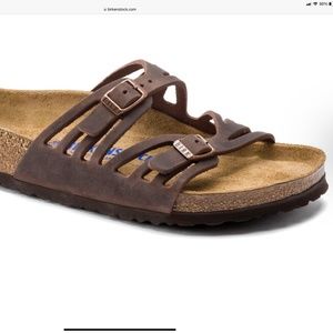 Birkenstock Granada “Butterfly” Soft Bed Oiled Leather Sandal Cork in Habana 39